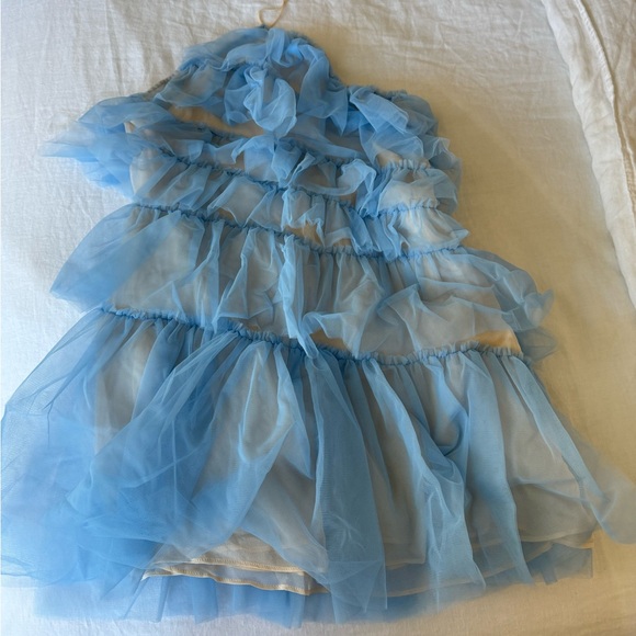 Blue Frilly Ruffle The Bar Dress Baby Blue Size 6 - Picture 1 of 3